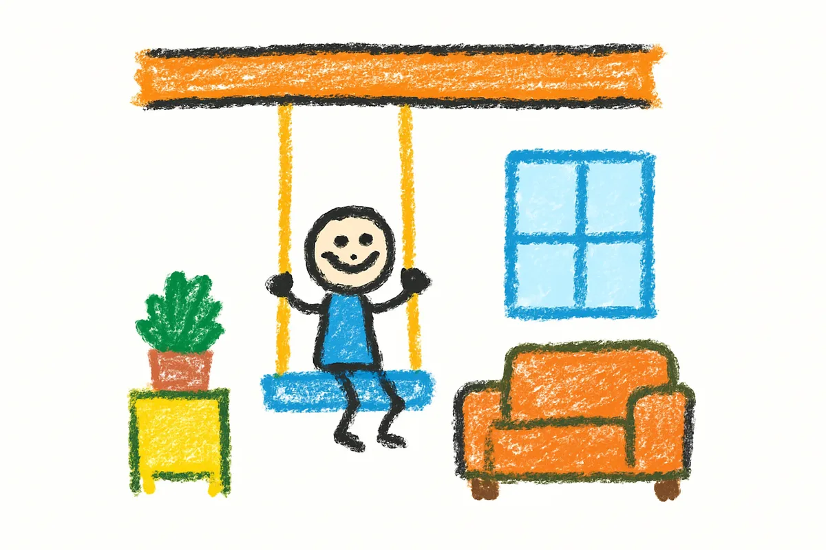 リビングに設置された室内ブランコのイメージ