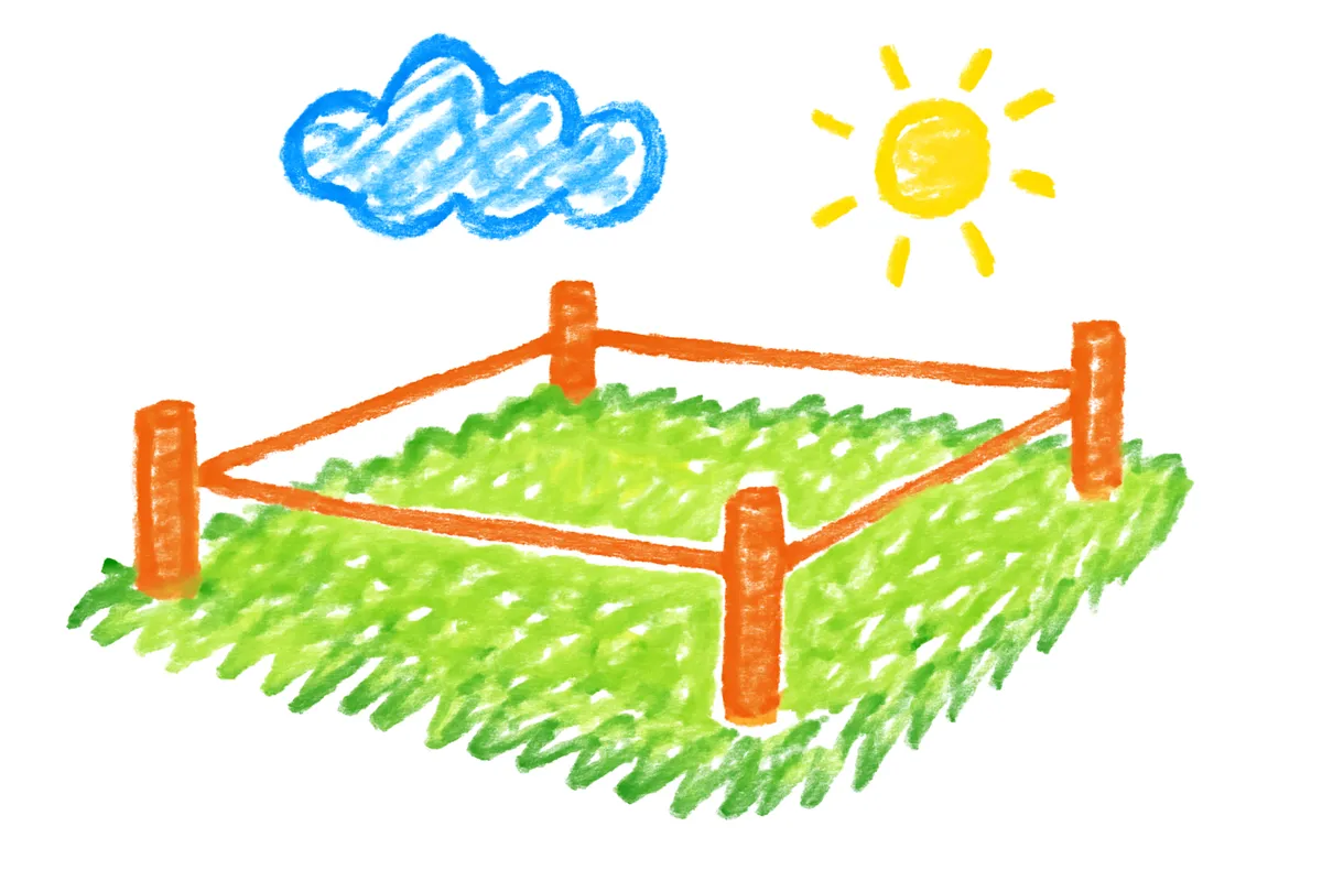 杭とロープで区画された更地のイメージイラスト